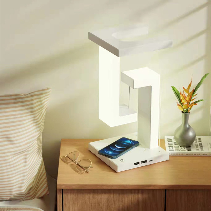 Ins懸濁電気スタンド新型携帯電話無線充電小夜灯創意置物寝室のベッドの雰囲気灯|undefined