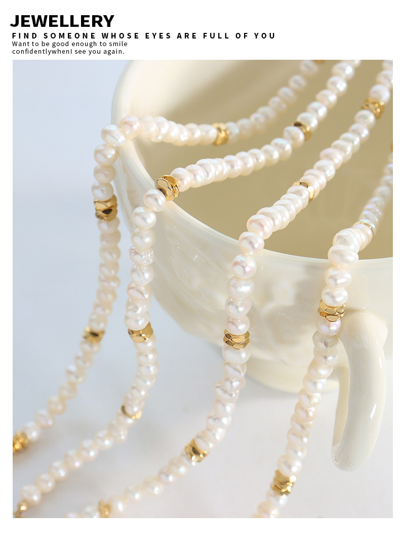 304 Stainless Steel, Freshwater Pearl Material Irregular Pattern Women'S Gender Elegant Irregular Freshwater Pearl Titanium Steel Beaded Plating Necklace
