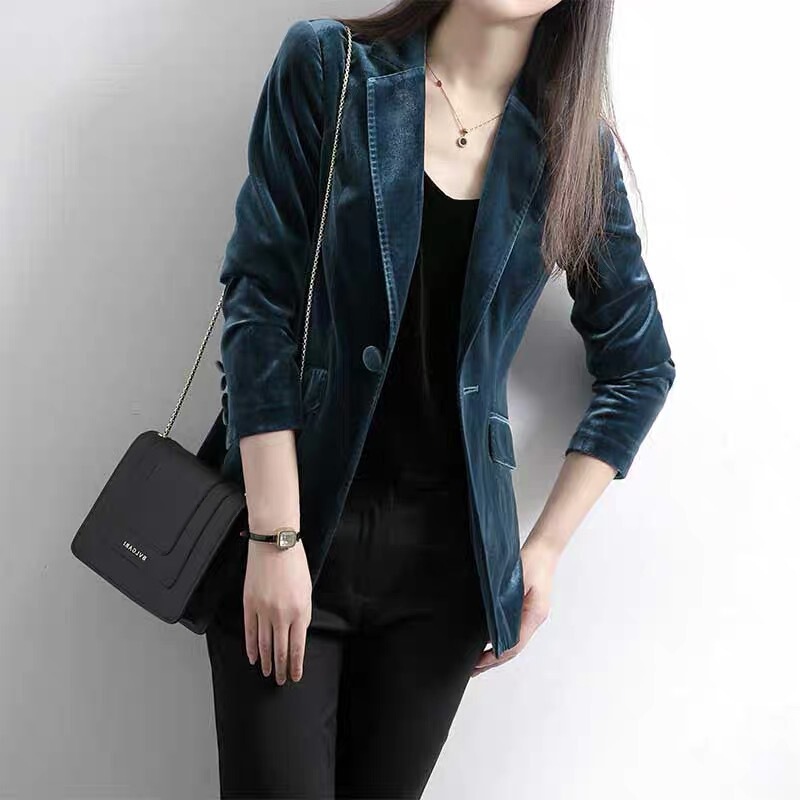 Japanese-Style Women's Clothing Elegant Slim-Fit Blazer Autumn and Winter New Velvet Blazer Jacket Elegant