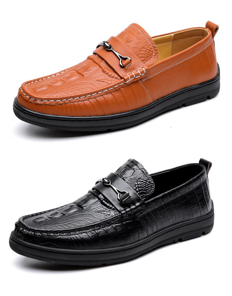 Giày lười nam da bò lớp đầu vân cá sấu, giày Loafer xỏ chân gót thấp 1–3 cm — GX2758 màu nâu, GX2758 màu trắng, GX2758 màu đen chi tiết 21