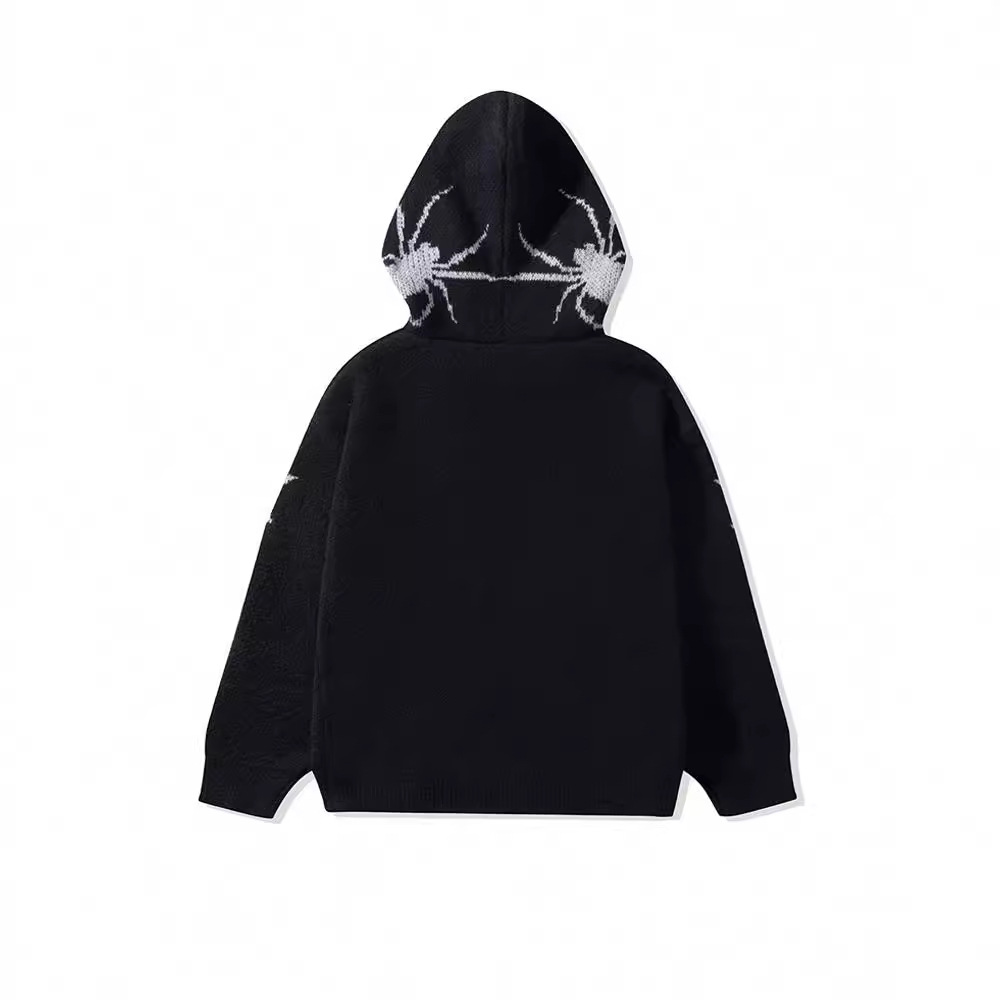 Men's Clothing dark skull jacquard personalized design cardigan zipper loose unisex hooded sweater_voghion.com