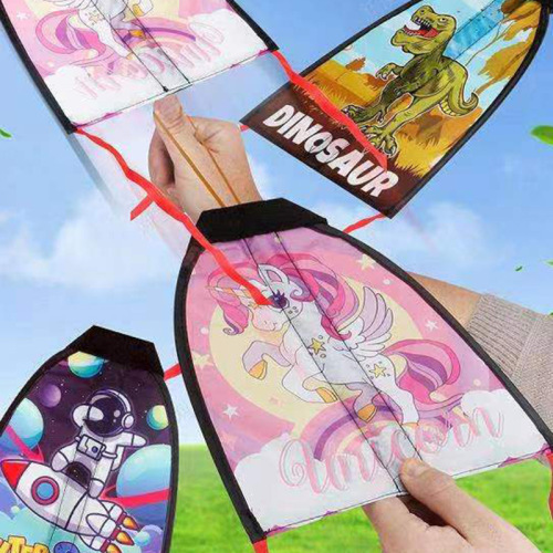 Soft catapult kite, outdoor children's hand-held launch gliding rubber band kite, windless and easy to fly, park toy wholesale