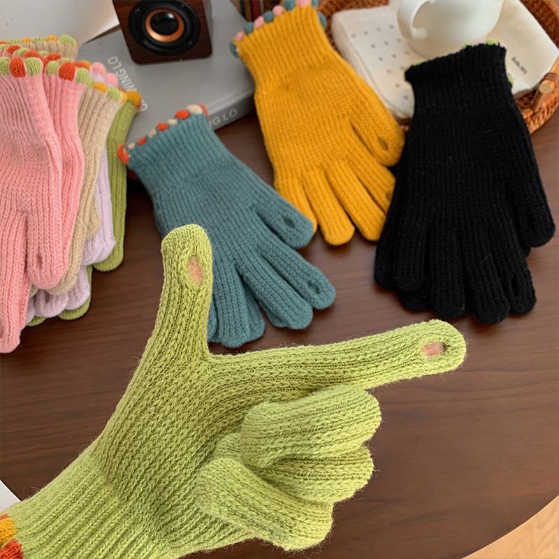 Guantes de moda de punto de lana mujeres invierno lindo ciclismo cálido rocío dos dedos hombres y mujeres parejas guantes de año nuevo estudiante