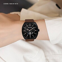 JRANDE轻奢小众大表盘女表跨境爆款防水硅胶带日历石英表方胜钟表