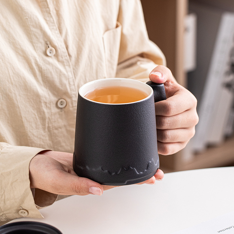 セラミックオフィスウォーターカップマグ茶水分離ティーカップ蓋付きフィルターウォーターカップギフトボックスギフトロゴカスタマイズ|undefined