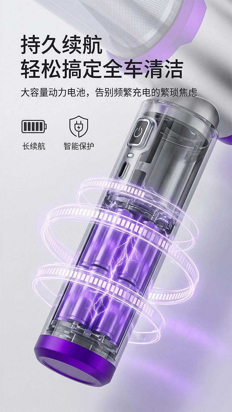Cross-Border New Car Wireless Charging Suction and Blowing Dual-Purpose High-Power Mini Handheld Blowing and Suction Integrated Car Vacuum Cleaner