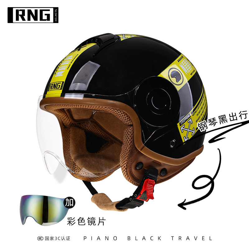 RNG nuevo estándar nacional 3C certificado motocicleta casco retro motocicleta casco 3/4 casco de los hombres y mujeres casco de coche eléctrico