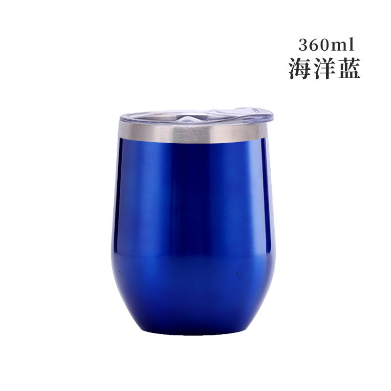 Taza de cáscara de huevo de 12oz transfronteriza regalo de doble capa de acero inoxidable copa de vino tinto taza de vientre grande aislamiento al vacío en forma de U swig pollo