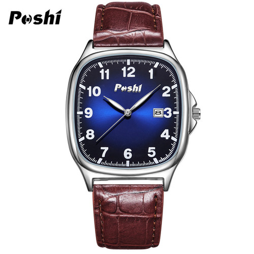 POSHI brand watch trendy simple men's quartz watch calendar waterproof luminous men's watch watch