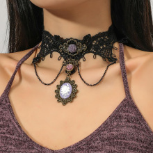 欧美跨境复古新娘项链时尚创意蕾丝颈链女锁骨链礼服配饰饰品