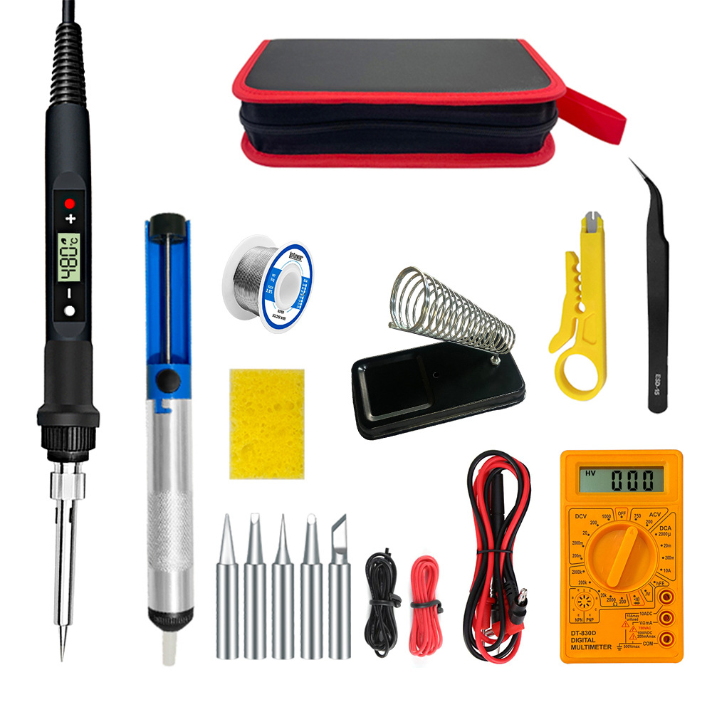 80W数显黑色电烙铁家用焊接调温工业级电焊笔维修工具套装