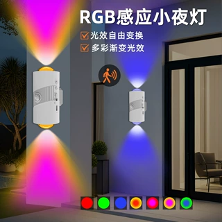 跨境RGB七彩渐变氛围灯智能光控人体感应小夜灯充电款磁吸墙壁灯