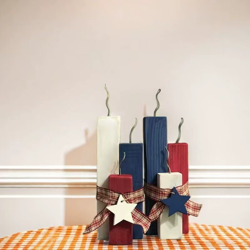 Трансграничные новые продукты День независимости США пятиконечная звезда красный, белый и синий орнамент украшения деревянный ремесленный стол украшения