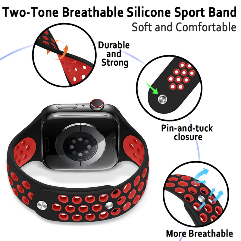 Suitable for Apple Watch Straps Applewatch10/Se/S10 Double-Section Nike Silicone Sports Watch Strap