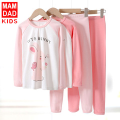 Children's autumn and winter new pure cotton underwear set, baby, middle and large children, autumn clothes and long trousers set, pure cotton