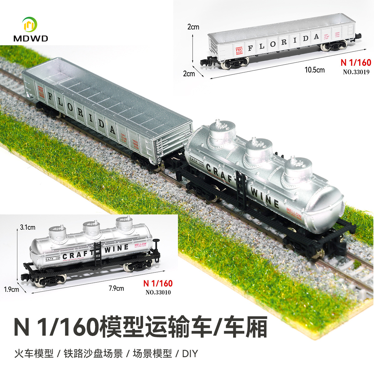 1/160 Scale Train Model Carriage N-Type Artificial Transport Vehicle Model Oil Tanker Carriage Guard Car