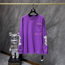 2024秋冬新款CH克罗Matty Boy紫色字母涂鸦长袖T恤男女同款一件发