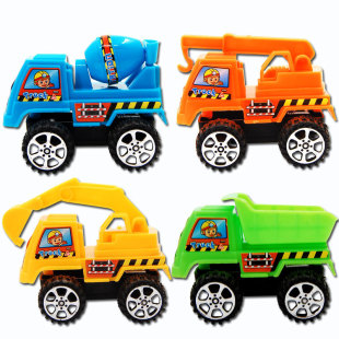Children's Plastic Toys Wholesale Small Toys Mixed Batch Pull-Back Toy Car 20g Four Engineering Vehicles Excavators