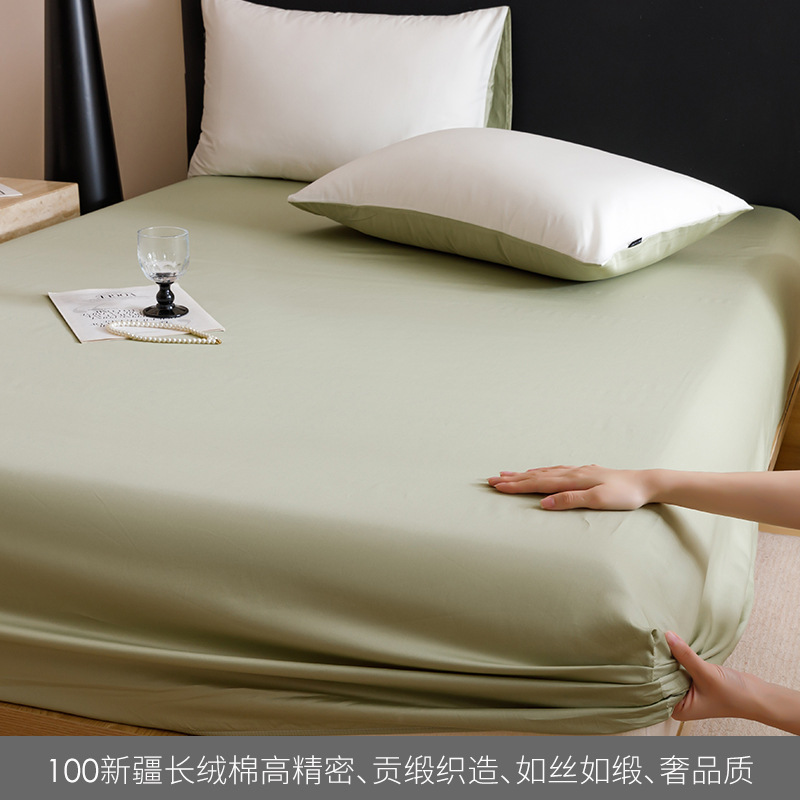 Alta gama de 100 camisas de cama de algodón largo algodón una sola pieza de color sólido tributo satin algodón cubierta de cama de tres piezas