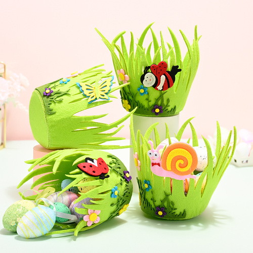 Cross-border new product Hao Bei Easter decorations non-woven round basket Easter decoration ornaments