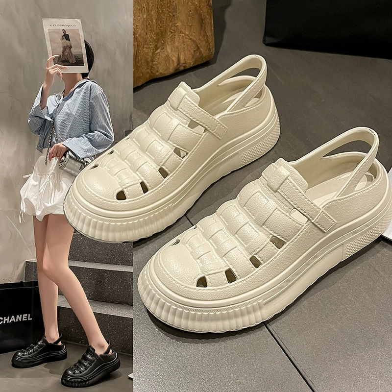 Женские сандалии eva осень 2024 новая римская обувь сетка красная плетеная свиная клетка обувь с толстой подошвой увеличена маленькая белая обувь