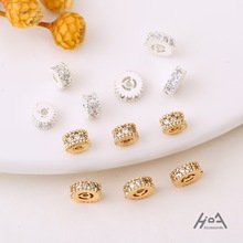 14k包金保色水晶diy配件精致锆石车轮隔珠手链项链隔片散珠配饰