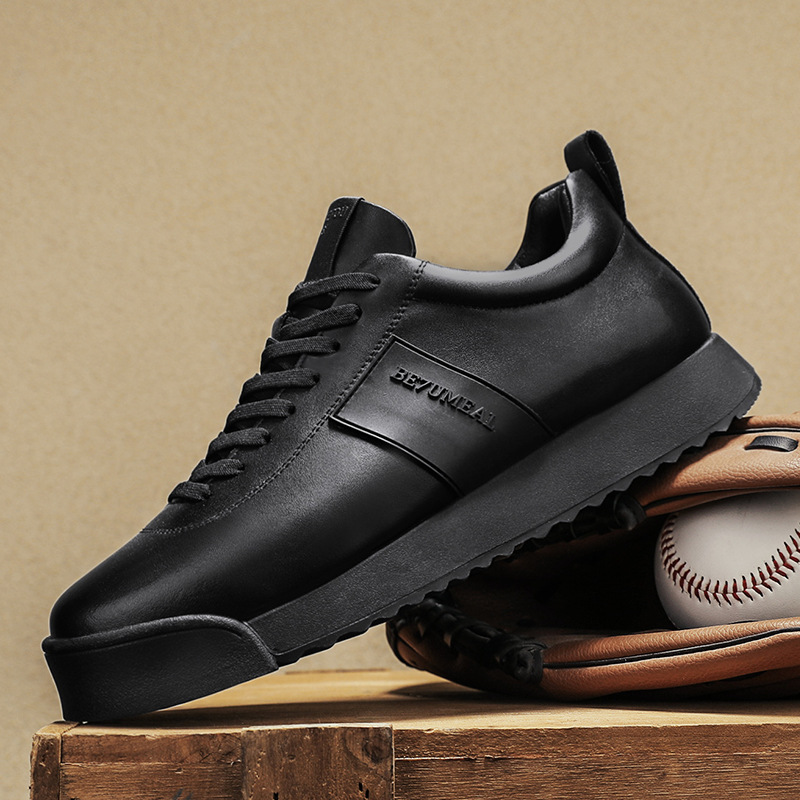 2025 Diseñador Four Seasons Black Samurai Zapatos Forrest Gump transpirables de cuero Ropa de trabajo al aire libre antideslizante Zapatos casuales para hombres de moda