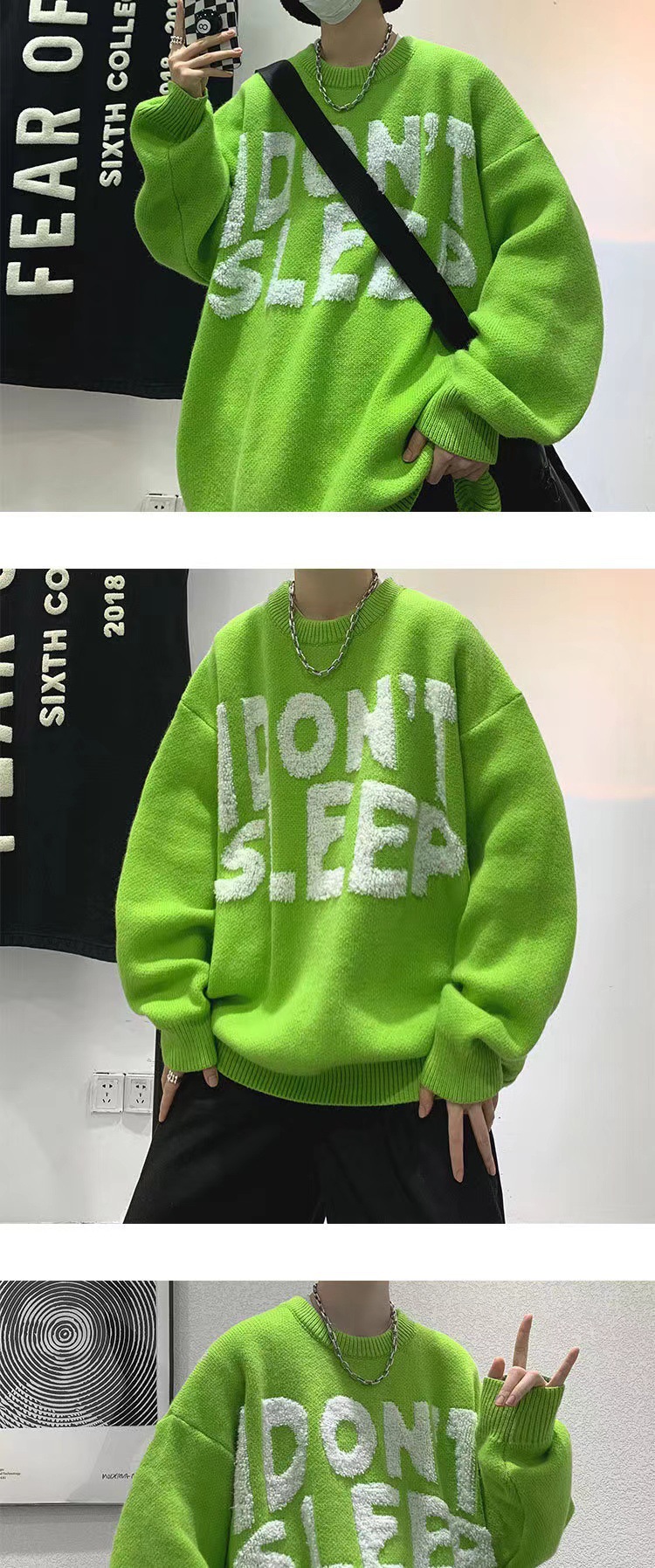 Vintage Oversized Men's Sweater 90s Streetwear Style Pullover_voghion.com