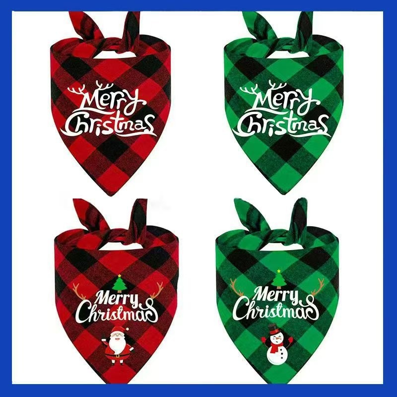 Cross-Border Christmas Pet Triangle Scarf Small and Medium-Sized Dogs and Cats Saliva Scarf Teddy Bib Scarf Wholesale Cross-Border Christmas Pet Triangle Scarf Small and Medium-Sized Dogs and Cats Saliva Scarf Teddy Bib Scarf Wholesale