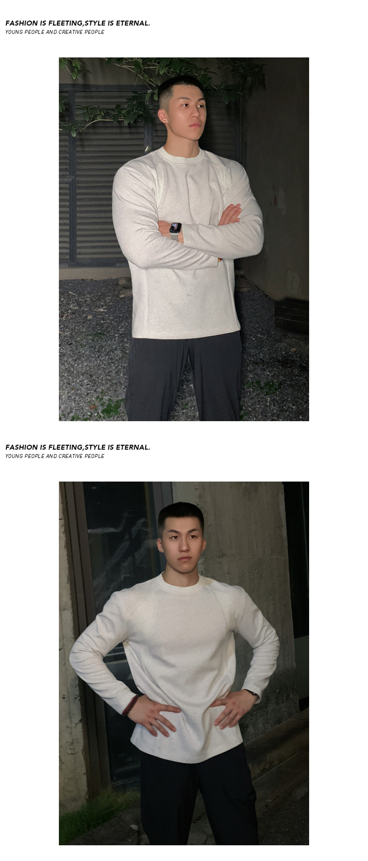Heavyweight Cotton Long Sleeve T-shirt For Men Oversized Ribbed_voghion.com