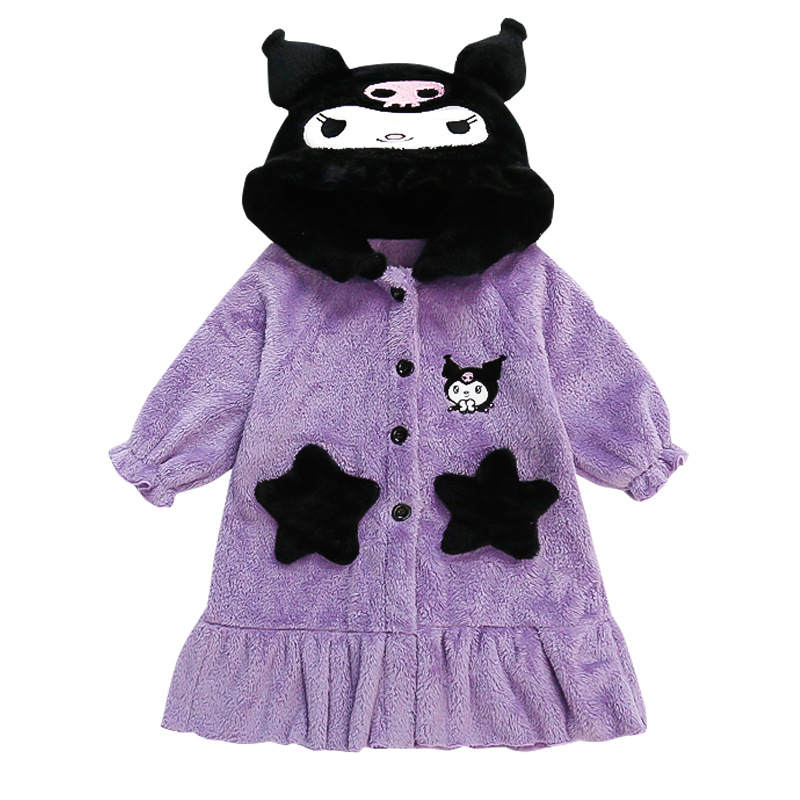 여자 잠옷 가을 겨울 플란넬  따뜻한 산호 양털 겨울 두꺼운 목욕 가운 어린이 홈 옷