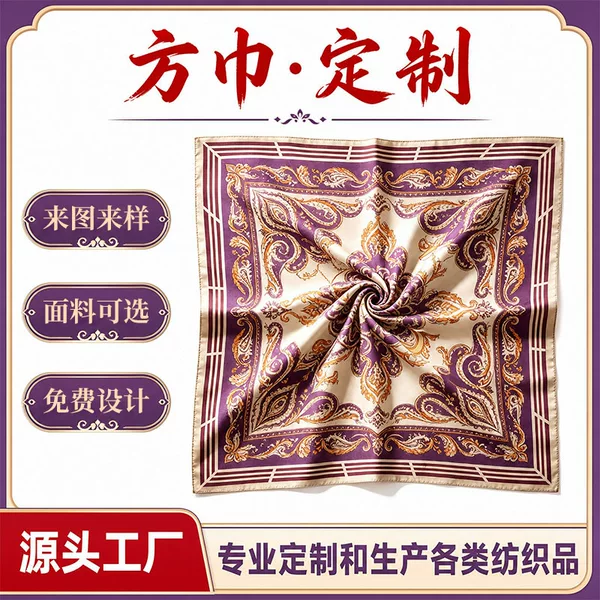Source factory custom headscarves, imitation silk printed square scarves, polyester satin printed headscarves, versatile small square scarves