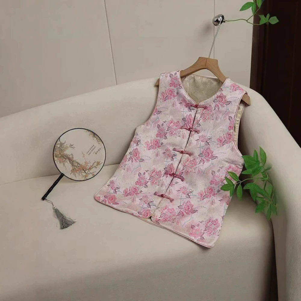 Женский кардиган в стиле легкой роскоши, стильный жаккардовый жилет с вышивкой в китайском ретро-стиле, национальный тренд, жилет в стиле республики Китай.