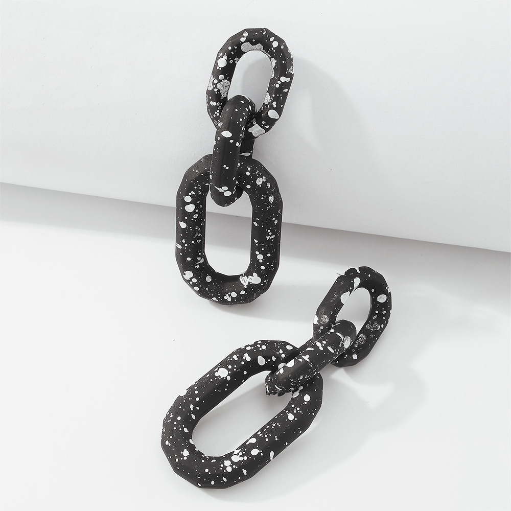 E10061 Europe and America Cross Border Exaggerated Jewelry Personality Black and White Dots Earrings Fashion Temperamental Cold Style Alloy Earringpicture6