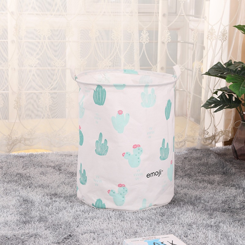 Cesta de lavandería de tela zakka costura de algodón y lino cubo redondo cesta de lavandería sala de estar dormitorio cesta de almacenamiento cesta redonda impermeable