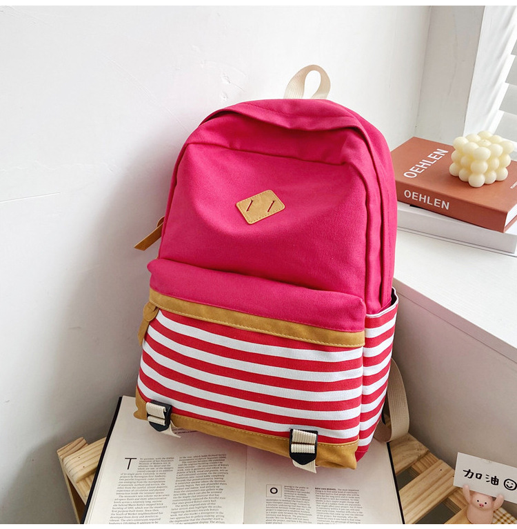 Stripes Large Capacity Fashion Canvas Backpack Wholesale Nihaojewelry display picture 4