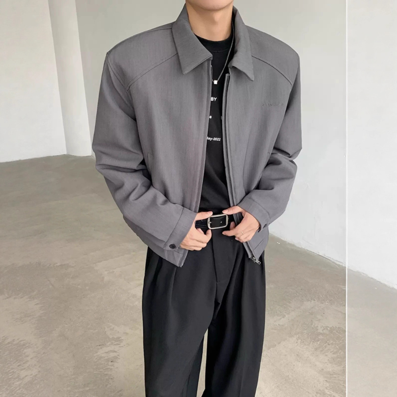 Cleanfit Short Padded Shoulder Jacket for Men, Spring/Autumn, High-End Stylish and Cool Brand Suit Jacket with Lapel Baseball Jacket