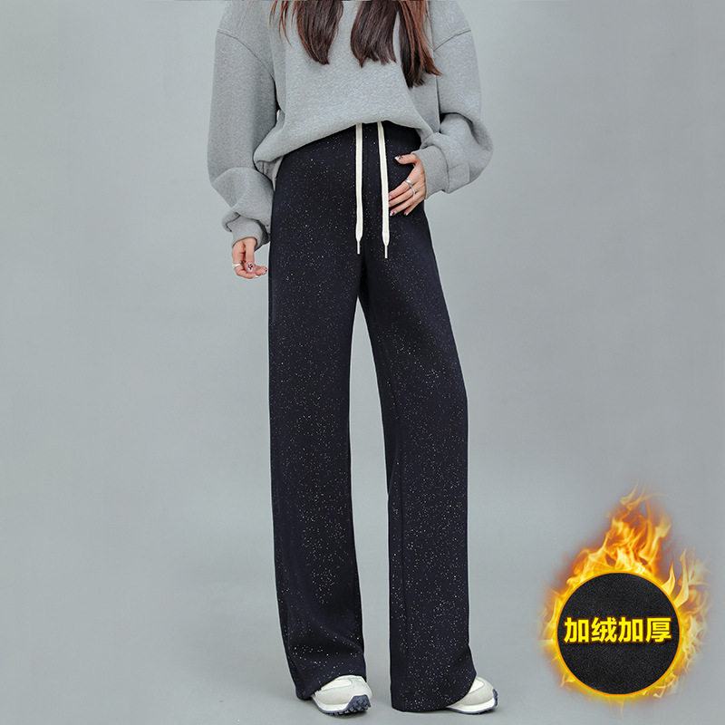 Maternity Pants 2025 Starry Pattern Chanel-Style Sweatpants Winter Design High-End Straight-Leg Pants Casual Slimming Plus Size