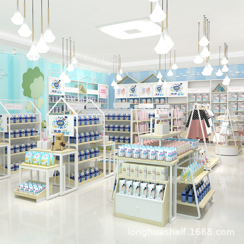 厂家直销货架中岛柜陈列架母婴店货架孕婴奶粉货柜展示架靠墙高柜