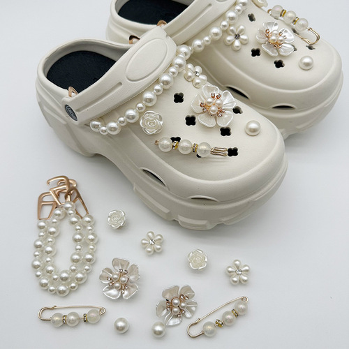 Croc shoes accessories decoration retro metal jewelry shoe flowers removable decorative three-dimensional diy pearl shoe buckle accessories