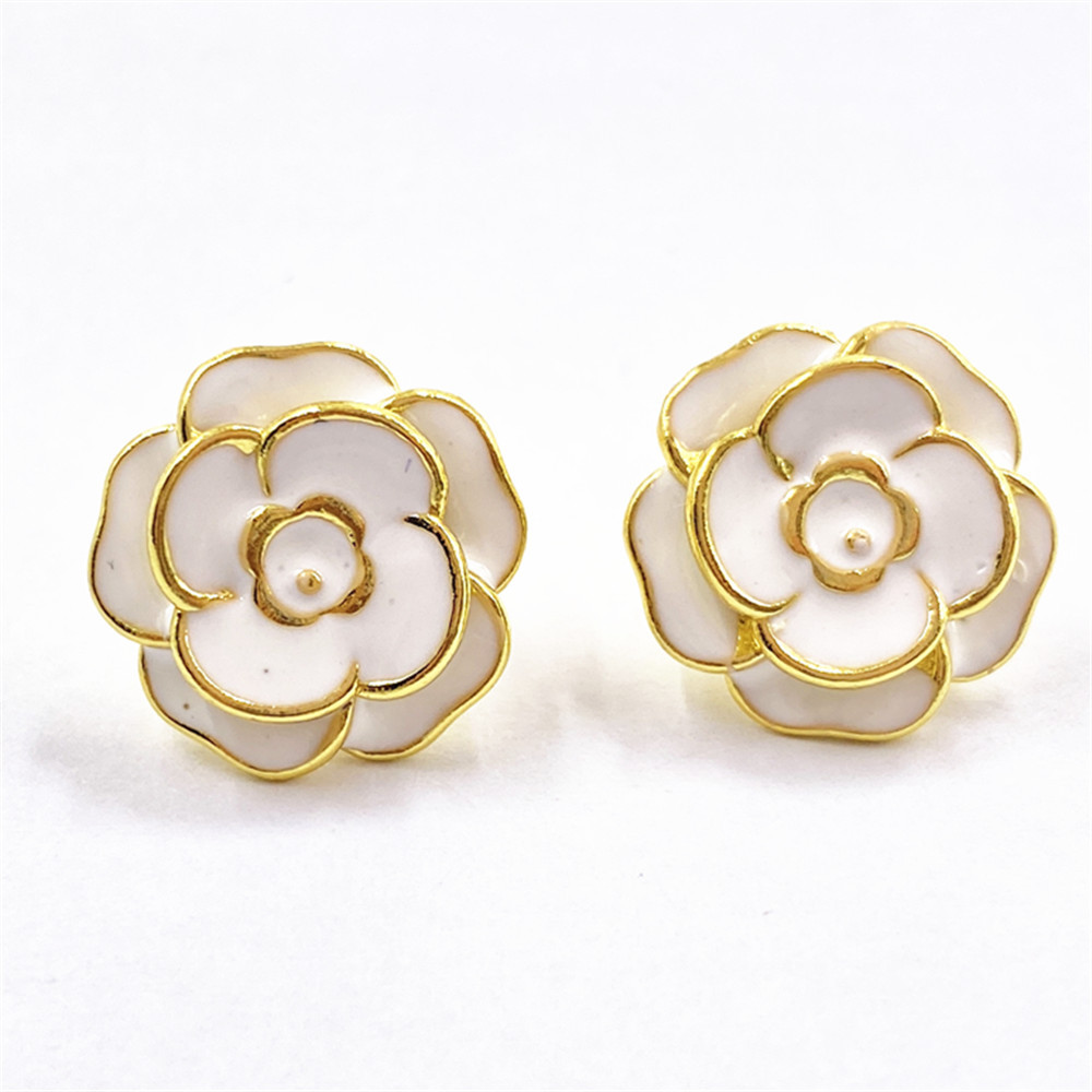 Copper Material Flower Pattern 1 Pair Simple Style Flower Enamel Plating Copper Ear Studs