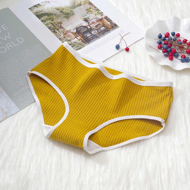 En stock 5A ropa interior antibacteriana para mujer hilo de verano fino transpirable color caramelo algodón Mediados de cintura chica estudiante ropa interior