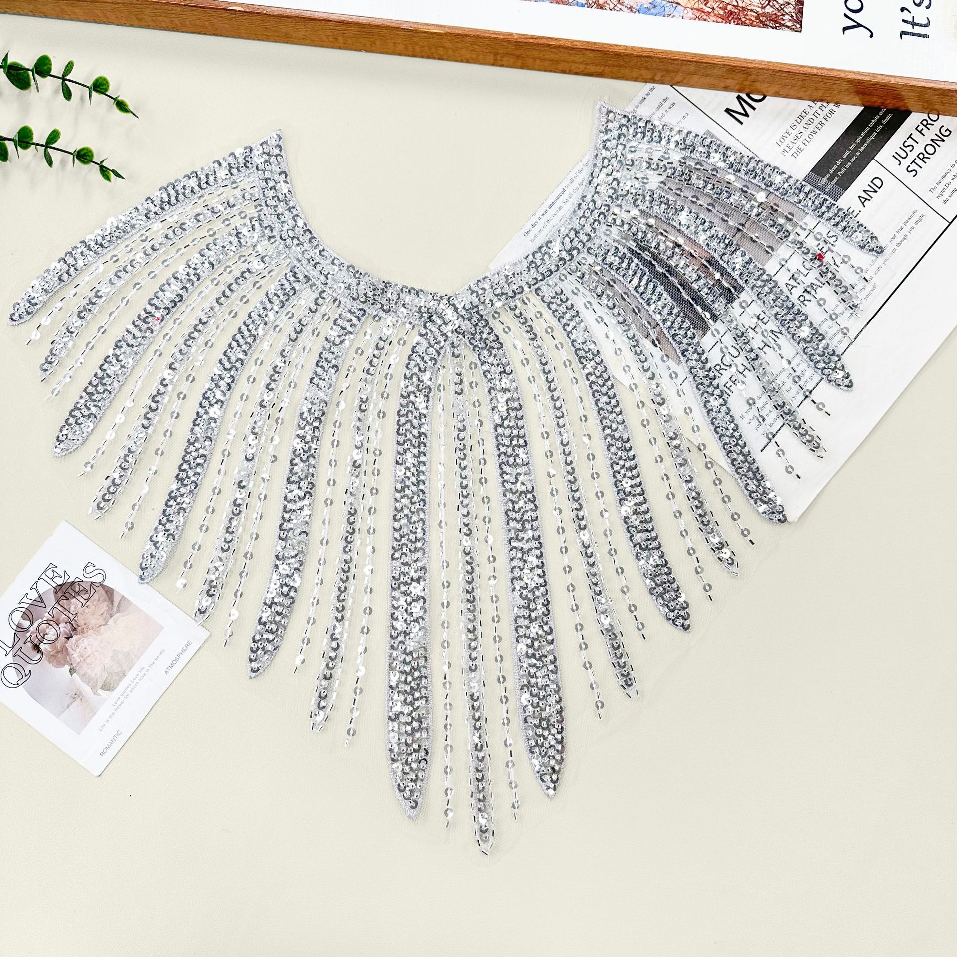 Sequin cuello de cuentas de tubo de bordilla accesorios de decoración de collar negro plata oro sequin cuello accesorios de collar de ropa transpirable image 3