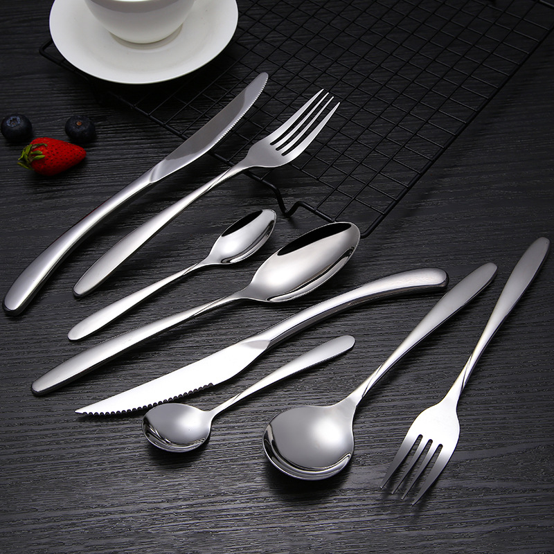 Cuchillo de carne de acero inoxidable 304, tenedor y cuchara engrosada cuchara de café cuchara de té cuchara doméstica restaurante Hotel vajilla al por mayor