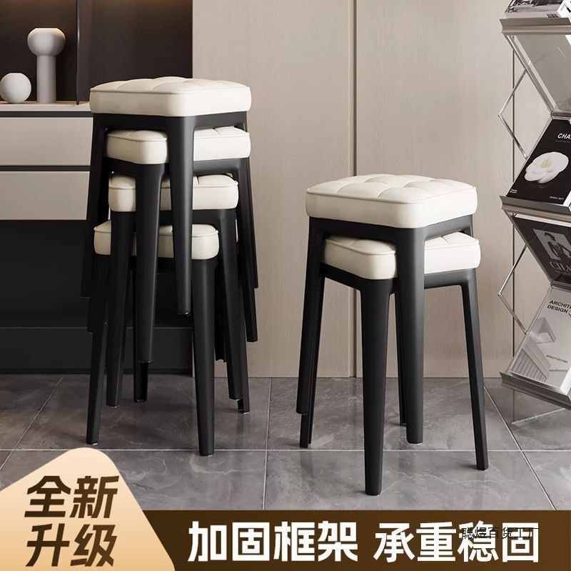 麻将桌特厚凳王软包餐桌四脚凳子家用轻奢凳子方凳软包加厚收纳凳
