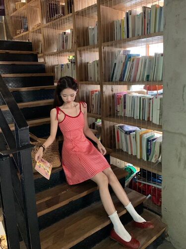 Fresh College Sweet and Spicy Color Block Striped Tank Top Dress Women's Early Spring Youthful Fitting A-line Skirt Dress Short Skirt