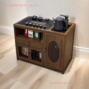 Mobile Tea Table, Tea Table, Household Solid Wood Small Tea Cart, Living Room Tea Table, Tea Set, Fully Automatic Water Kettle Integrated