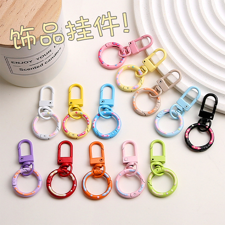 Candy-Colored Painted Door Latch with Donut Spring Clasp DIY Keychain Bag Pendant Doll Accessory Bag Charm