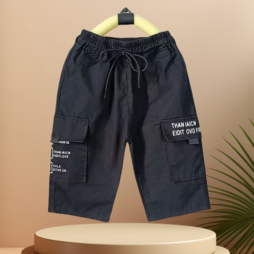 Boys 'mid-pants 2025 children's clothing quarter pants, cotton, middle and small children's summer loose shorts, overalls, all-match, boys' fashion