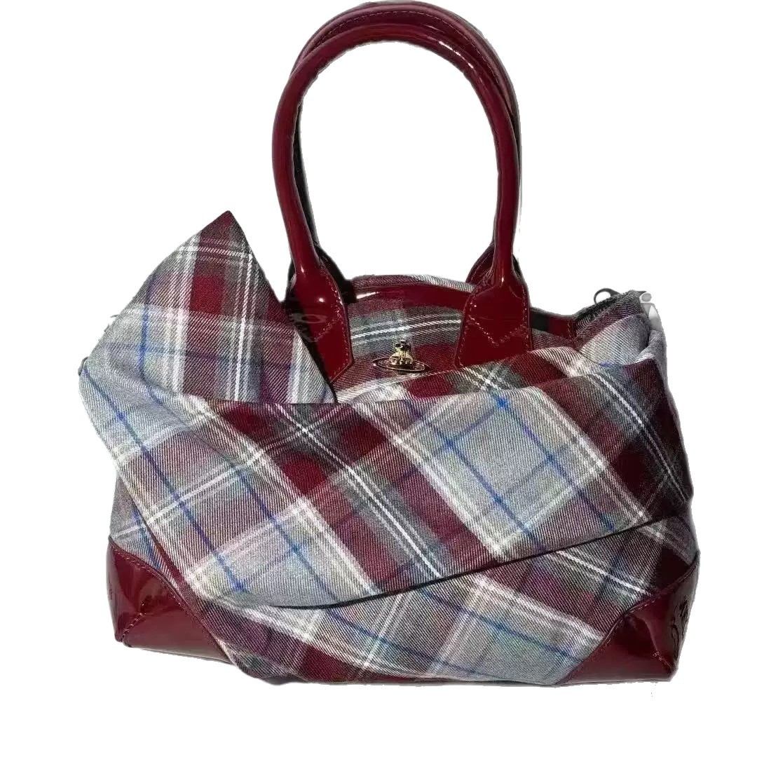 Niche Vivienne Westwood Saturn Vintage Motorcycle Tote Bag, Wanderer Bowling Bag, Crocodile Embossed Underarm Chain Crossbody Bag - Thumbnail 5